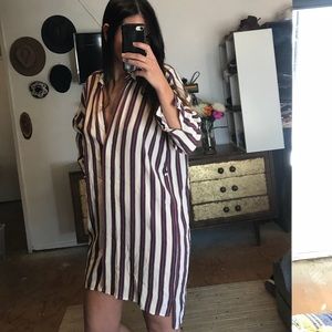 Oversized striped shirt dress